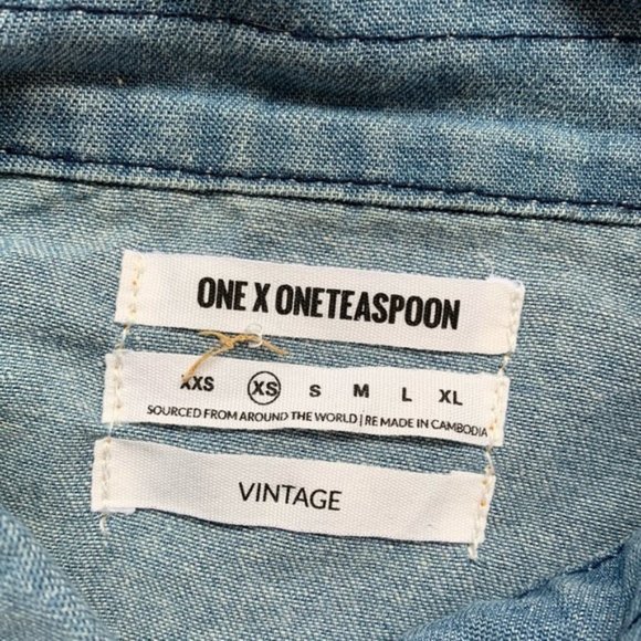 One Teaspoon Vintage Denim Button Down Shirt Chambray medium Blue wash Size XS - Picture 15 of 16